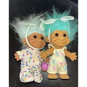 Vintage Easter Bunny Troll Doll Overalls/Bunny Ears 5 & Easter Bunny Rabbit Lot